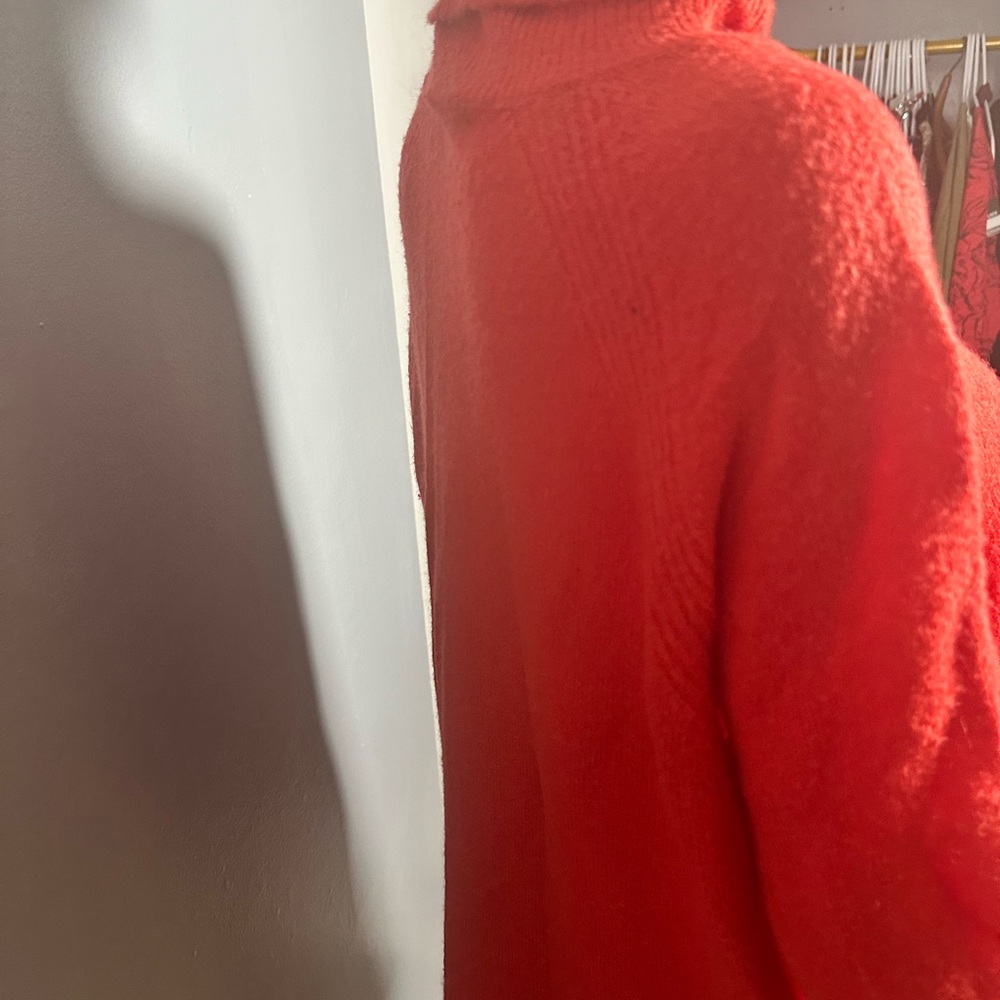 J.Crew Red Sweater Alpaca Wool Blend Turtleneck Stretch S Oversized - Picture 2 of 6